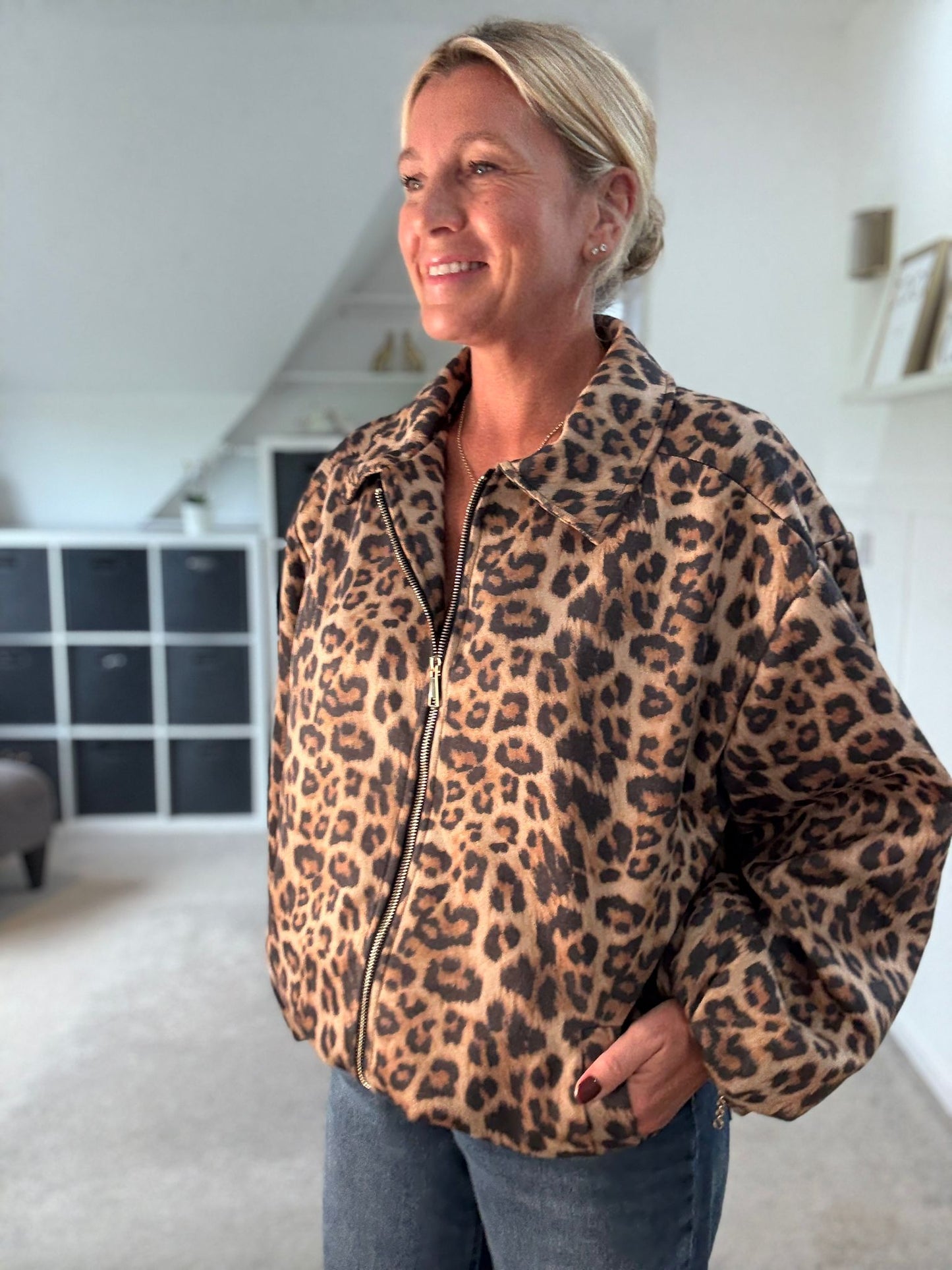 Classic Leopard Print Bomber Jacket