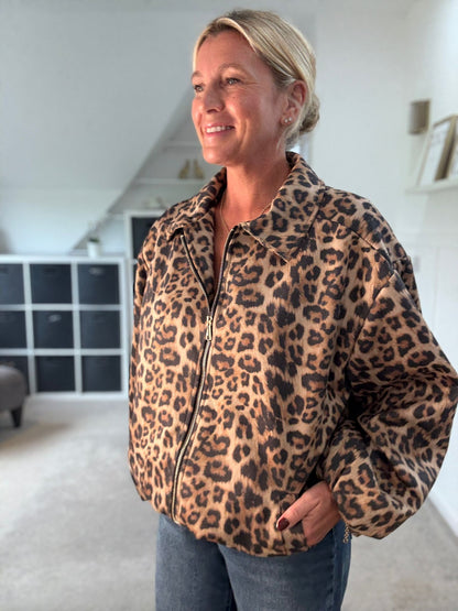 Classic Leopard Print Bomber Jacket