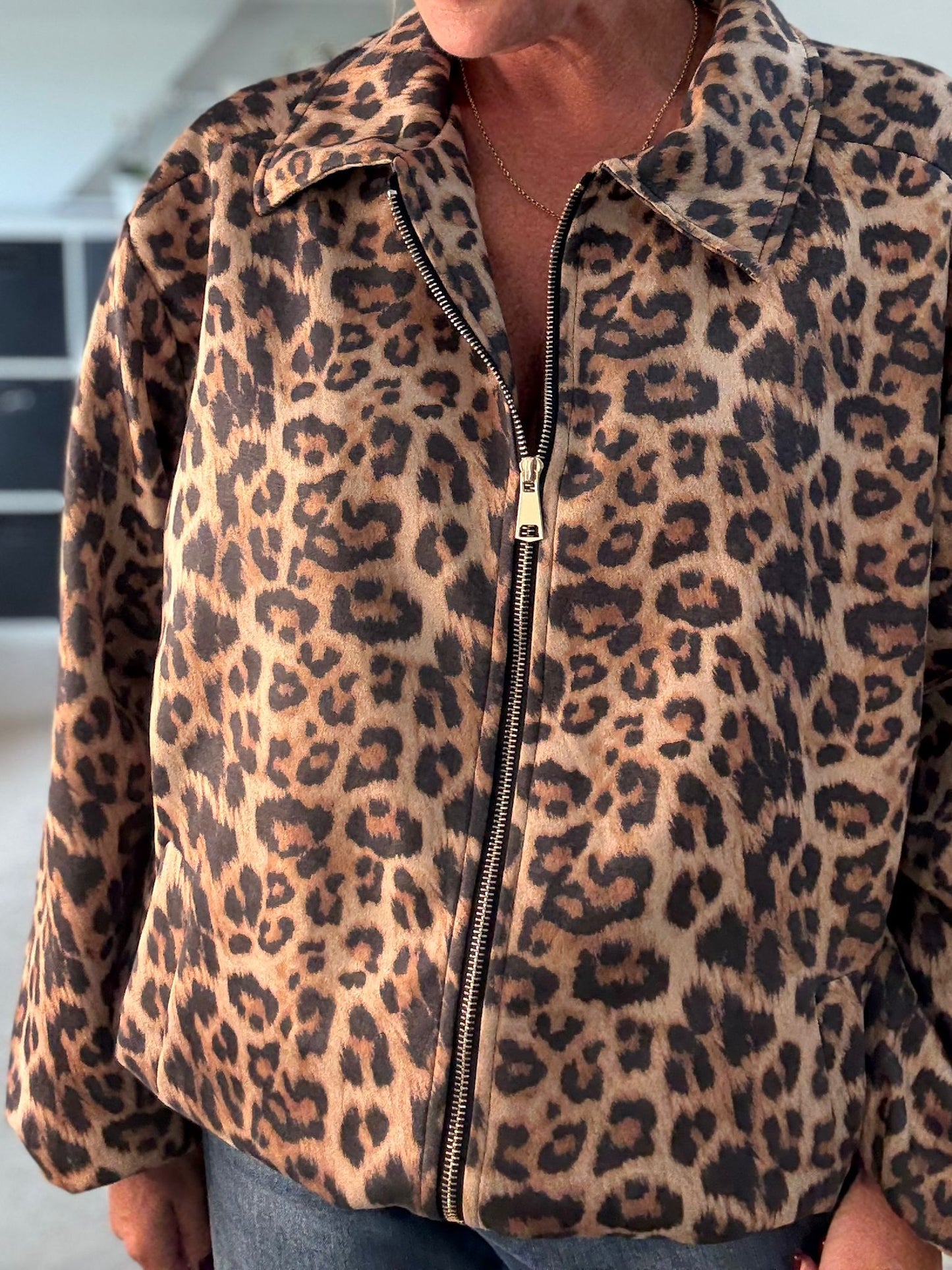 Classic Leopard Print Bomber Jacket