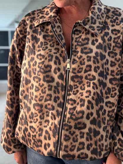 Classic Leopard Print Bomber Jacket