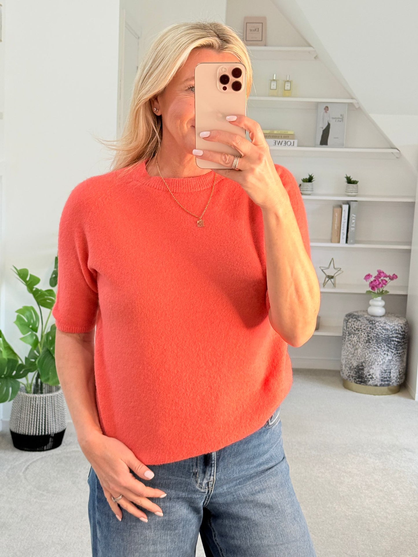 Oatmeal Crew Neck 1/2 Sleeve Jumper