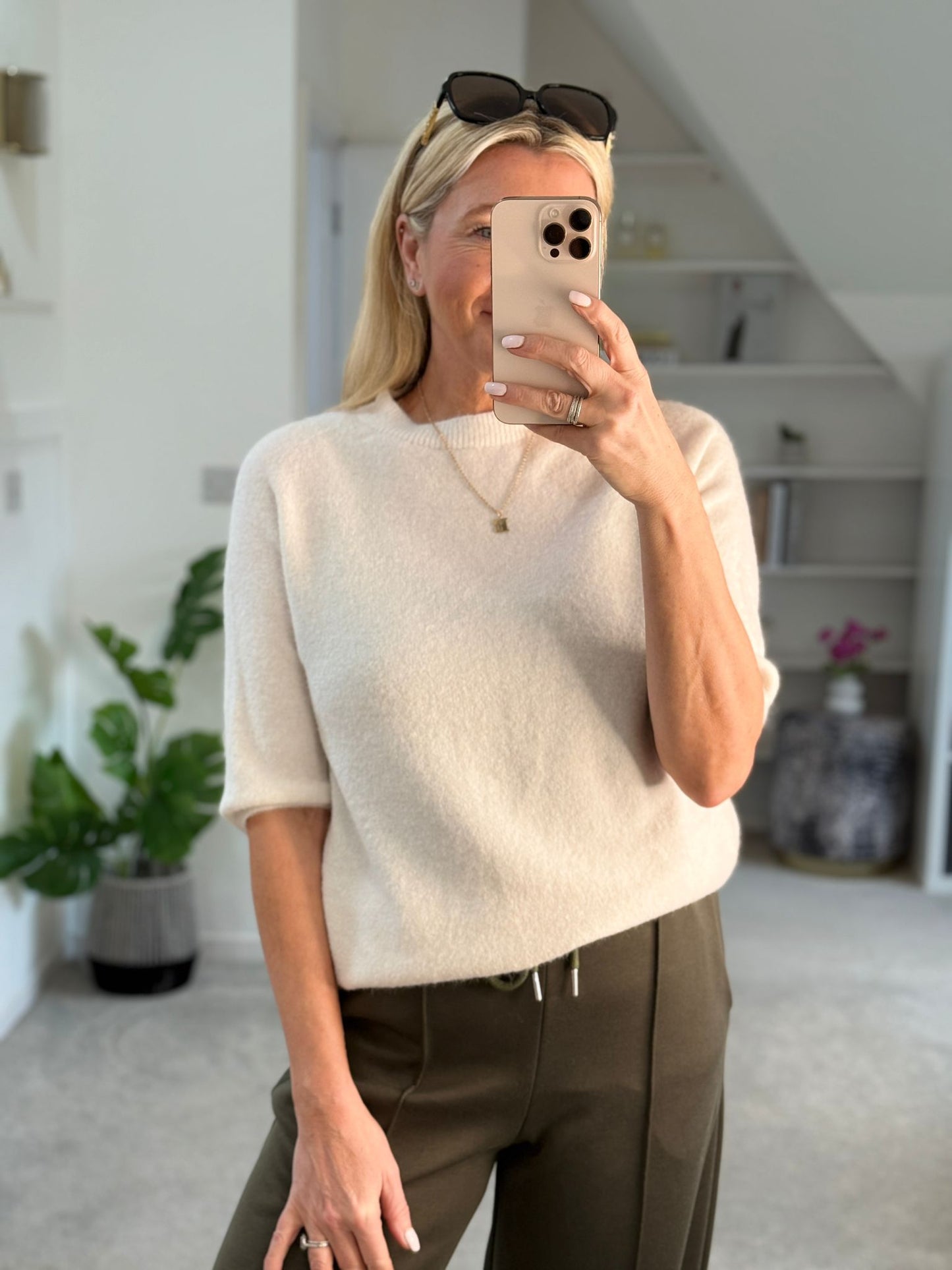 Oatmeal Crew Neck 1/2 Sleeve Jumper