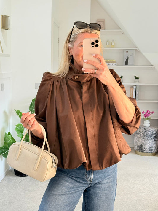 Coffee Chloe Puff Sleeve Jacket