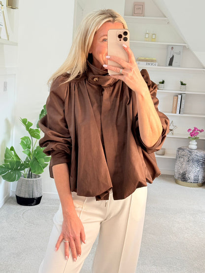 Coffee Chloe Puff Sleeve Jacket