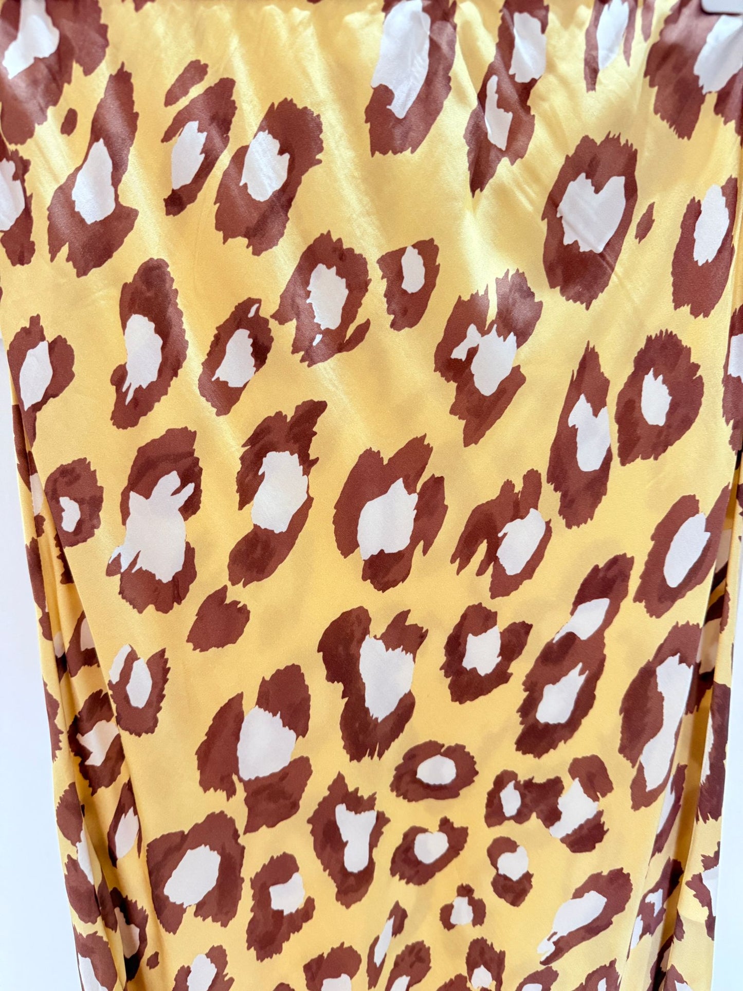 Beige Leopard Satin Slip Skirt