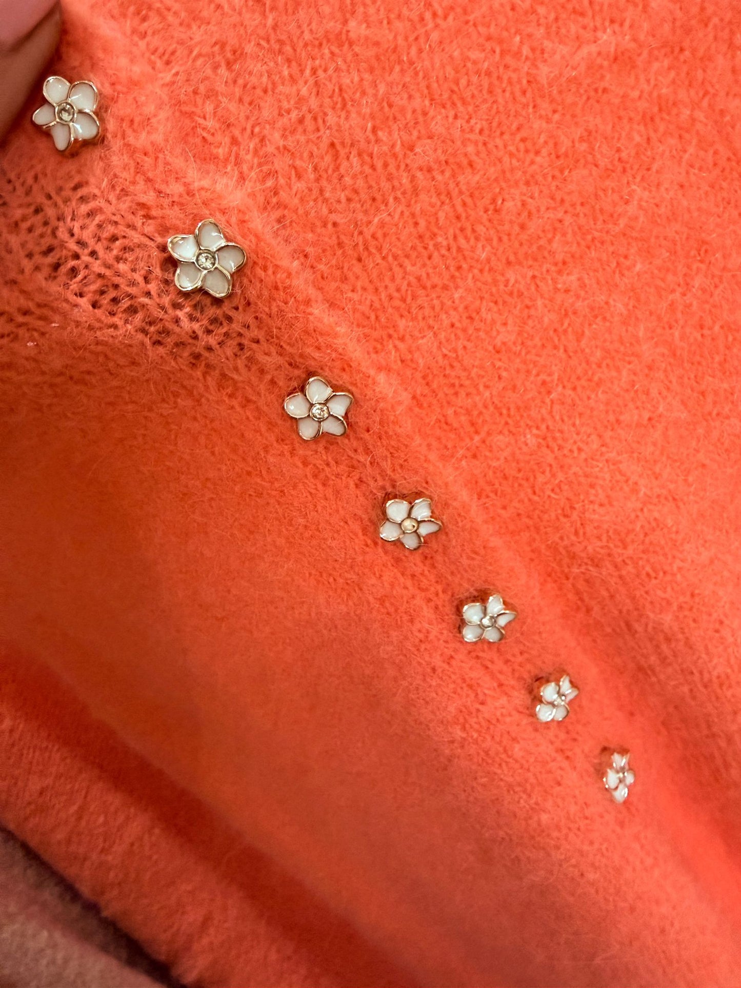 Papaya Alpaca Mix Diamanté Button Jumper