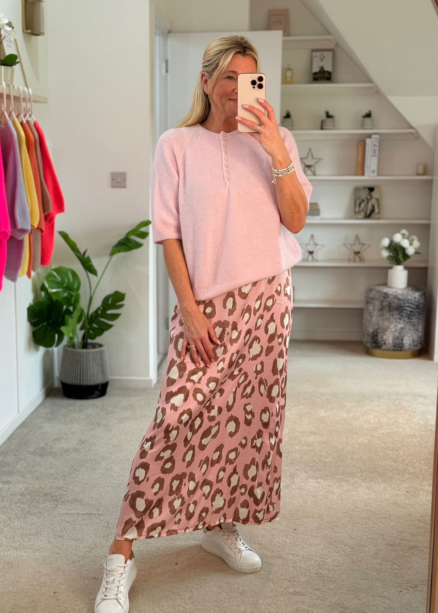 Baby Pink Alpaca Mix Diamanté Button Jumper