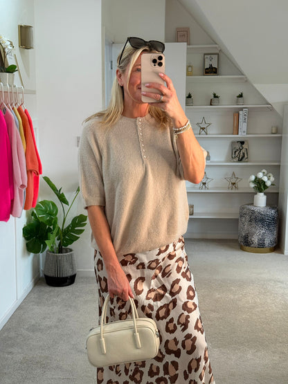 Baby Pink Alpaca Mix Diamanté Button Jumper