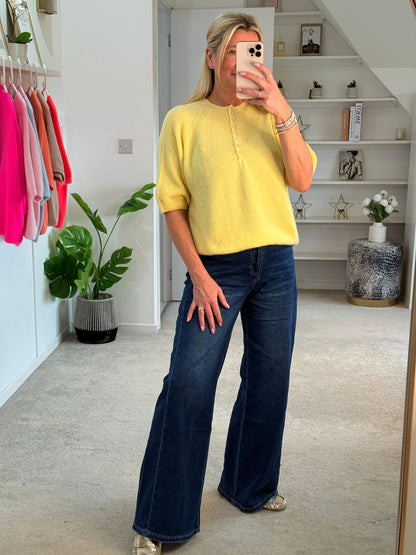 Beige Wide Panel Leg Jeans