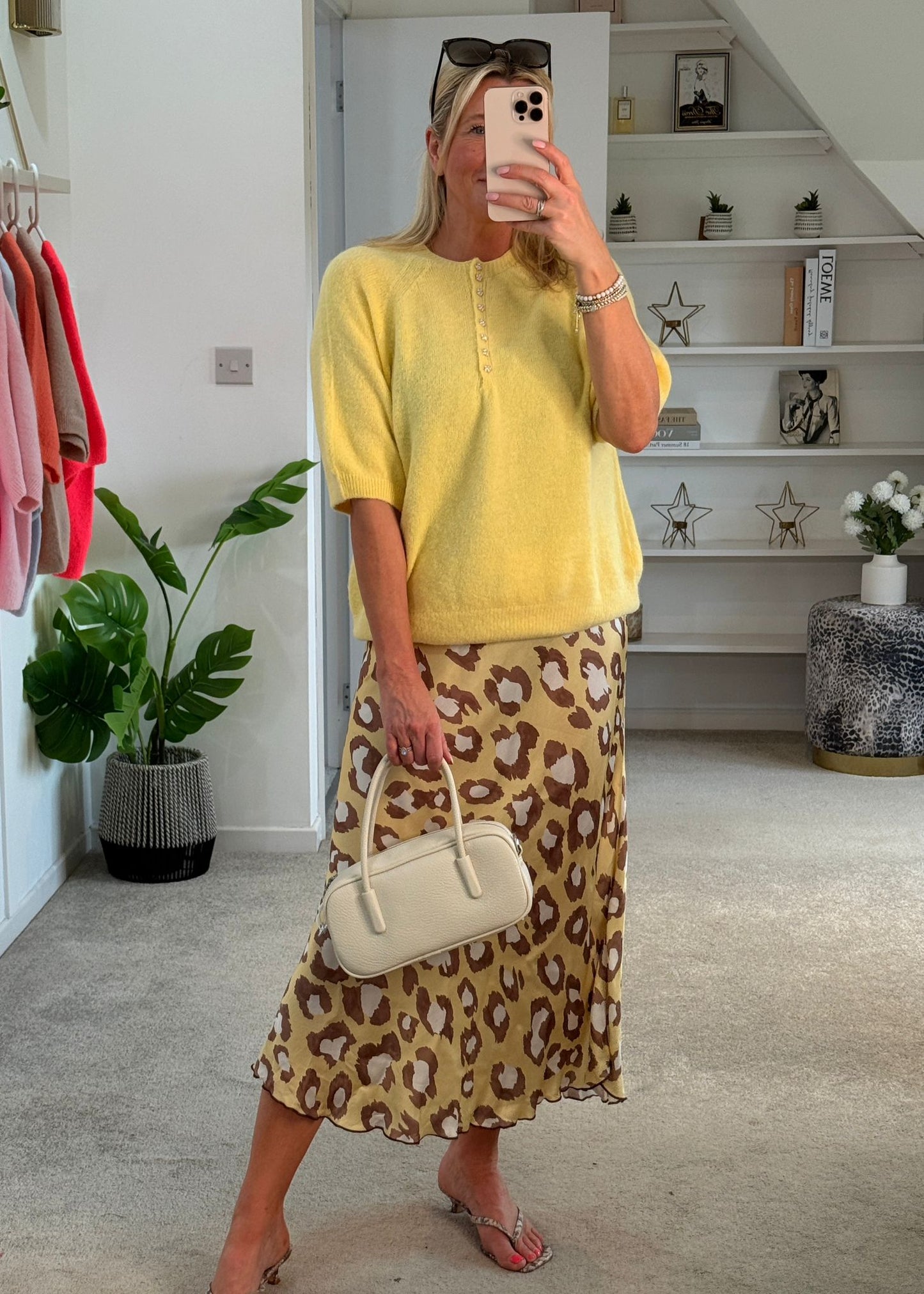 Lemon Leopard Satin Slip Skirt