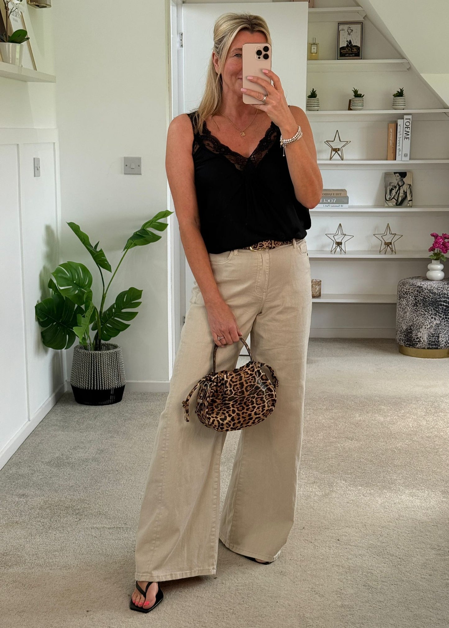 Dk Blue Denim Wide Panel Leg Jeans