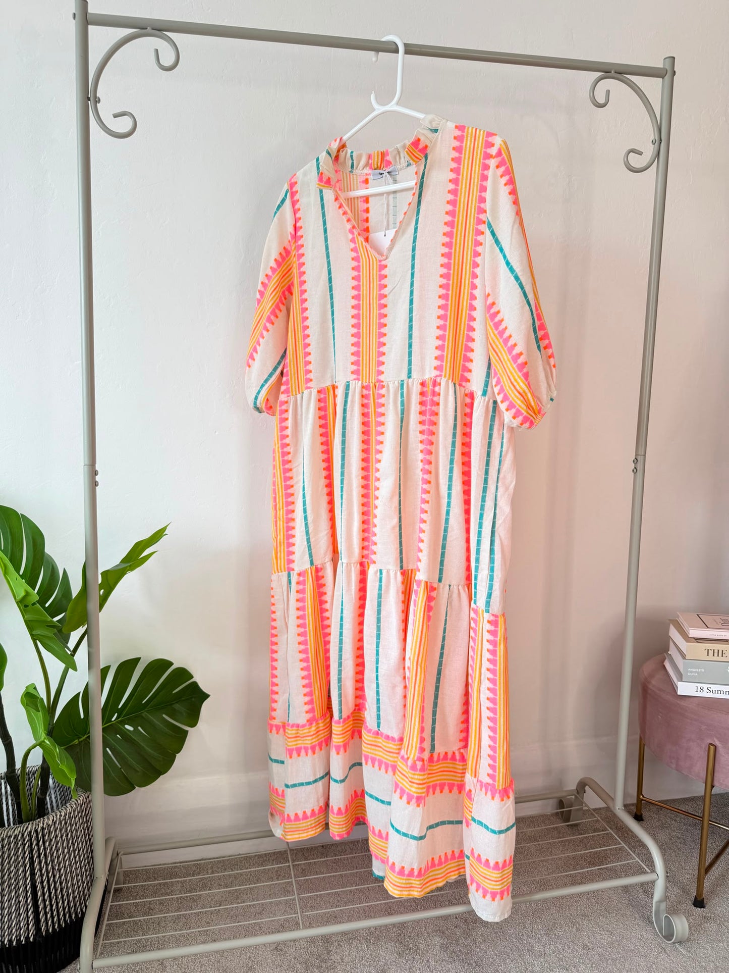 Neon/Blue Aztec Maxi Dress