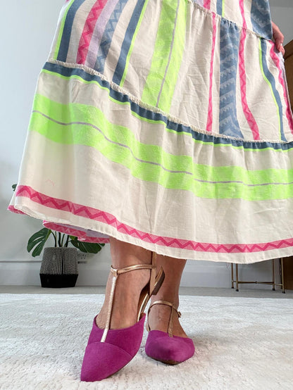 Neon/Blue Aztec Maxi Dress