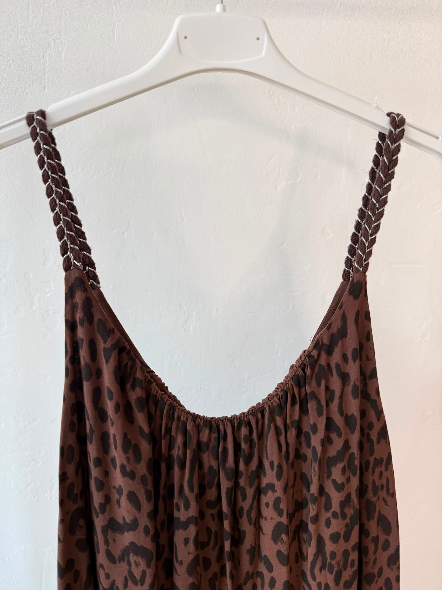 Chocolate Plaited Strap Leopard Maxi Dress 🐆