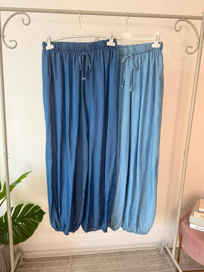 Light Denim Chambray Balloon Trousers