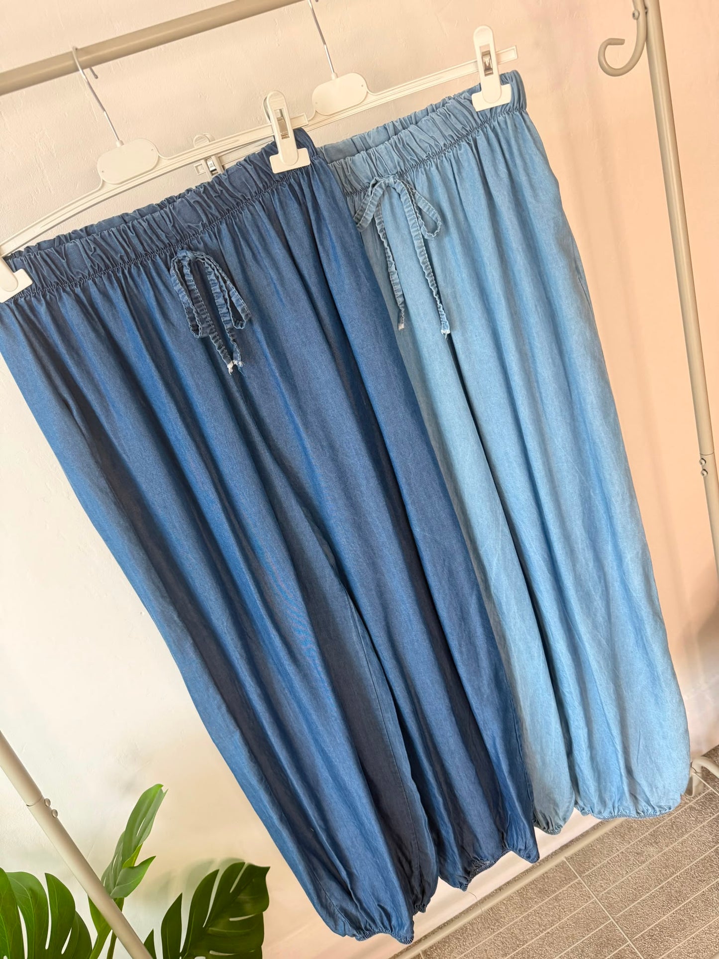Light Denim Chambray Balloon Trousers