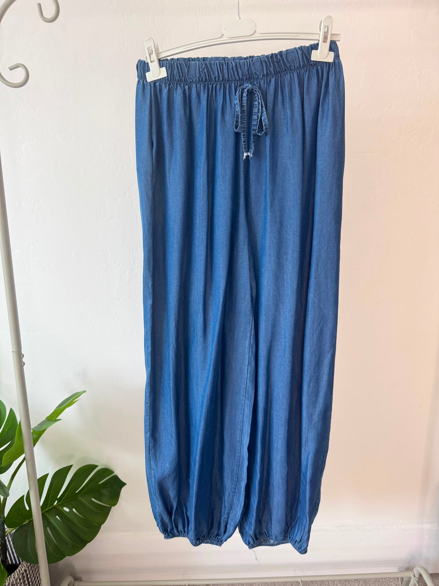 Light Denim Chambray Balloon Trousers