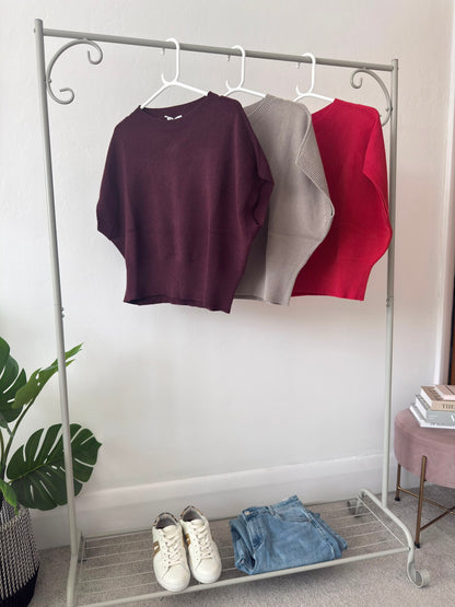 Red S/Sleeve Batwing Jumper