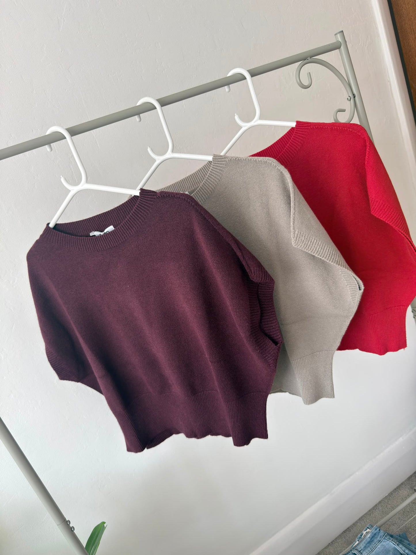 Red S/Sleeve Batwing Jumper