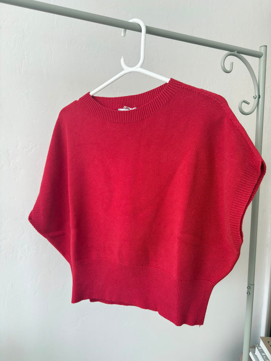 Red S/Sleeve Batwing Jumper