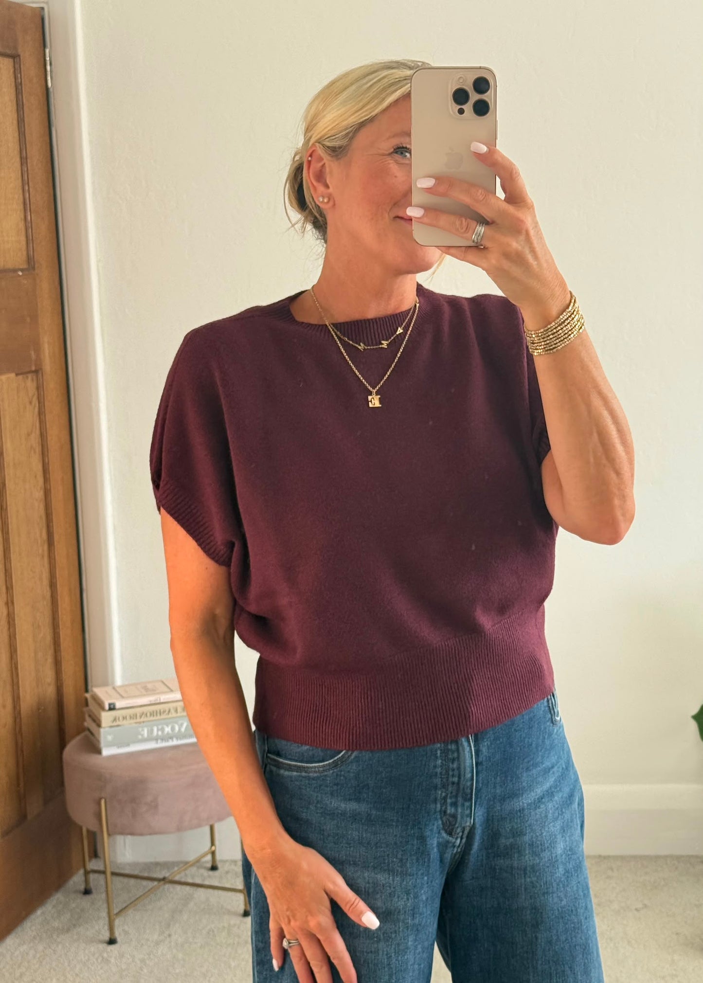 Red S/Sleeve Batwing Jumper