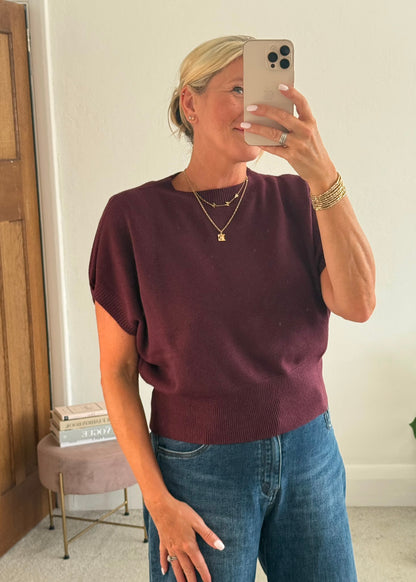 Red S/Sleeve Batwing Jumper