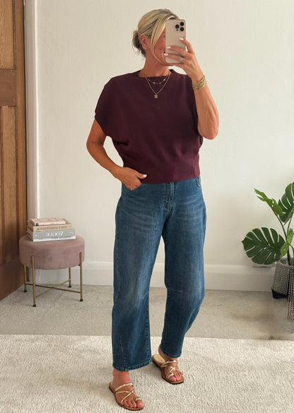 Red S/Sleeve Batwing Jumper
