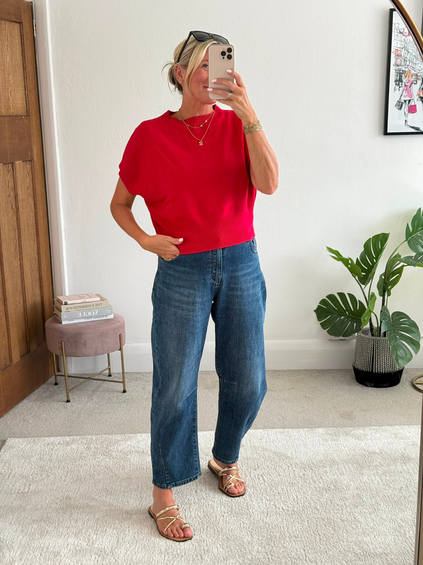 Red S/Sleeve Batwing Jumper