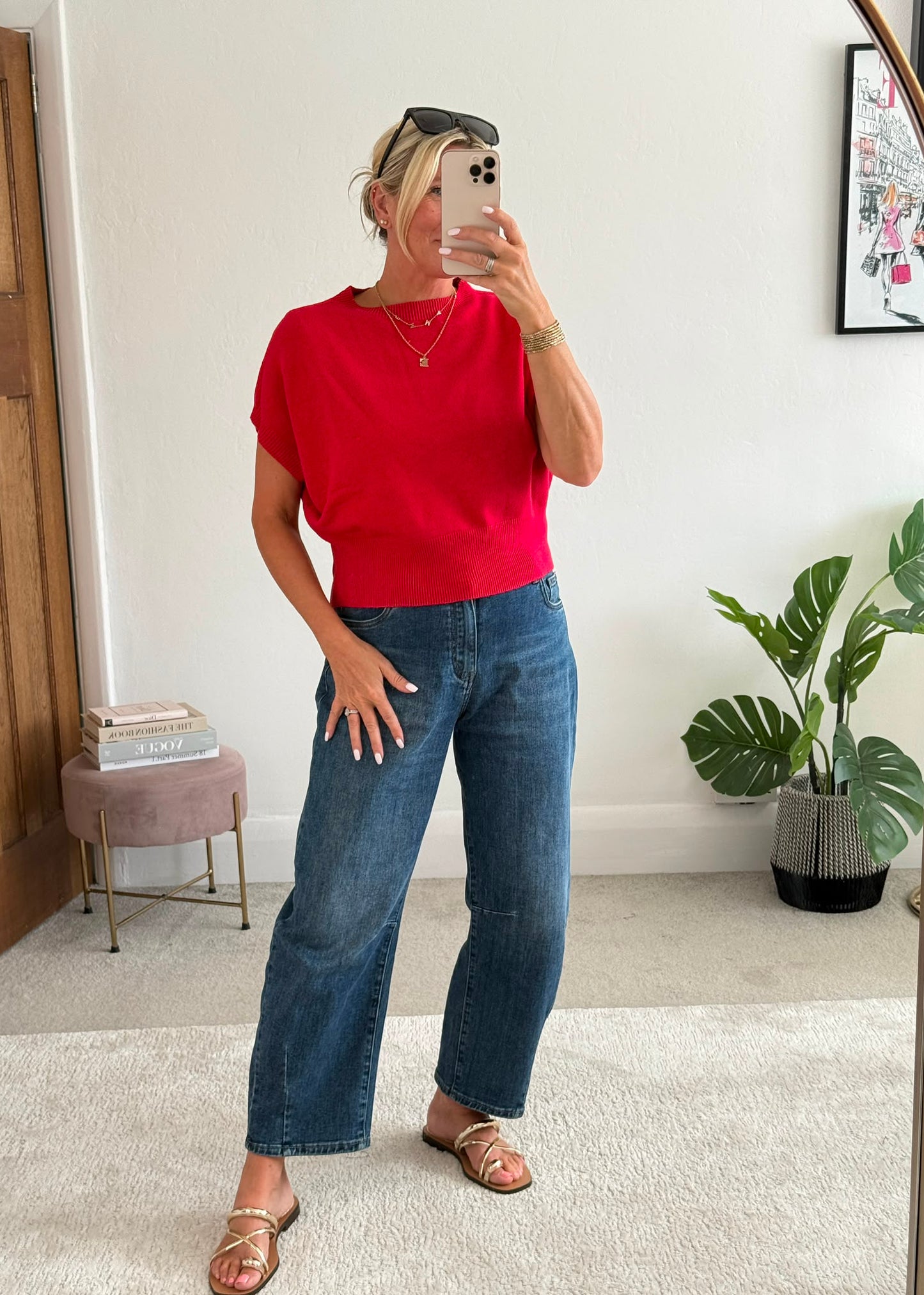 Red S/Sleeve Batwing Jumper