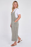 Khaki Washed Linen Adjustable Strap Jumpsuit