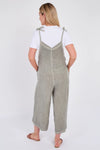 Khaki Washed Linen Adjustable Strap Jumpsuit