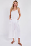 Khaki Washed Linen Adjustable Strap Jumpsuit