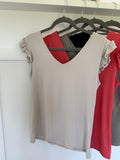 Frill Sleeve V Basic T Shirt | Lots of Colours