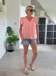 Lime Frill Sleeve Linen Top