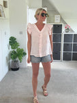 Lime Frill Sleeve Linen Top