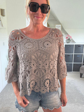 Mocha Crochet Top