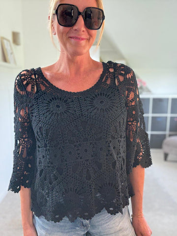 Black Crochet Top