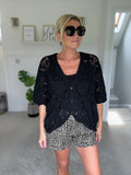 Black Crochet Batwing Cardigan