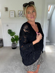 Black Crochet Batwing Cardigan