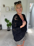 Black Crochet Batwing Cardigan
