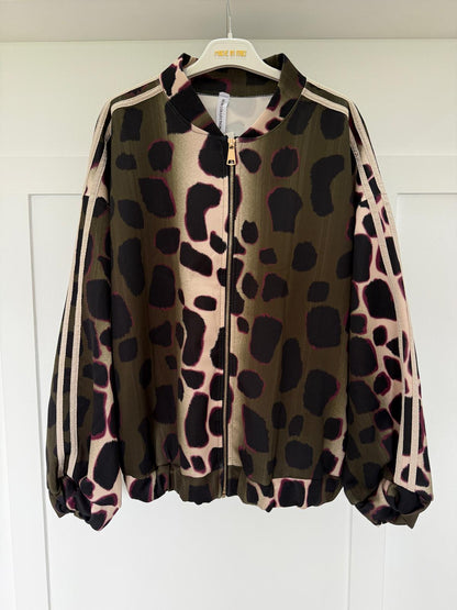 Khaki/Cream Animal Print Bomber Jacket
