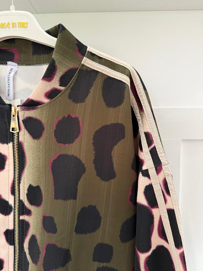 Khaki/Cream Animal Print Bomber Jacket