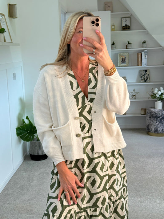 Cream 2 Button Cardigan