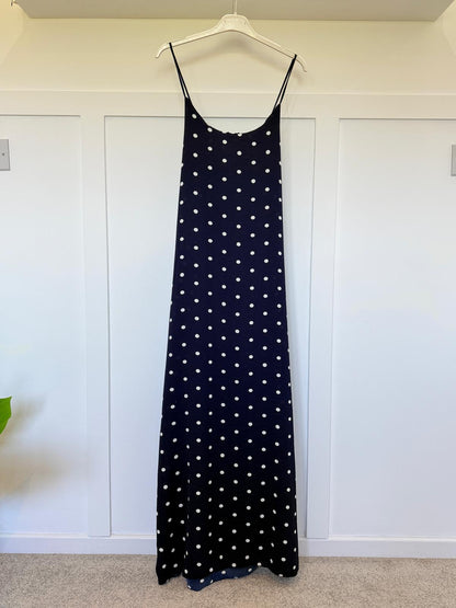 Navy/White Polka Dot Strappy Maxi Dress