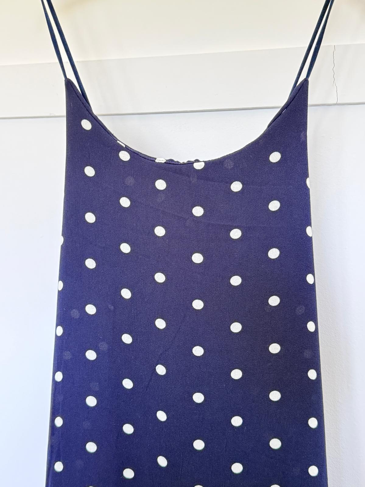 Navy/White Polka Dot Strappy Maxi Dress