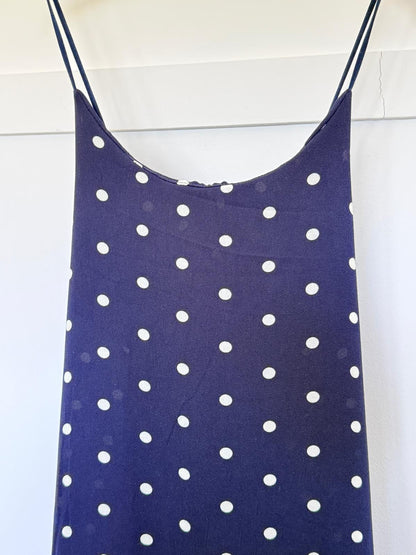 Navy/White Polka Dot Strappy Maxi Dress