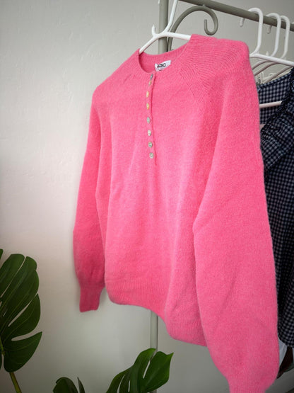 Bubblegum Pink Alpaca Mix Button Jumper