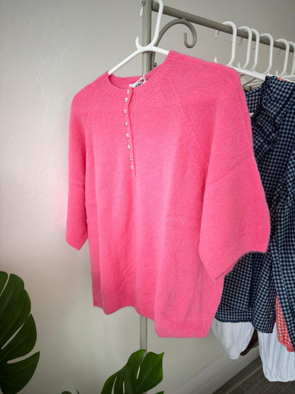Navy Alpaca Mix Diamanté Button Jumper