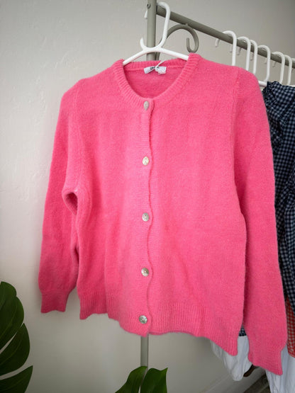 Bubblegum Pink Alpaca Mix Button Cardigan