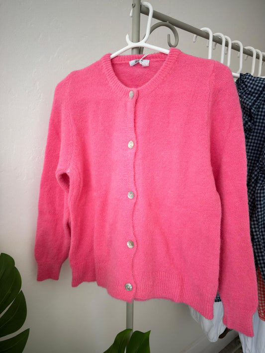 Bubblegum Pink Alpaca Mix Button Cardigan